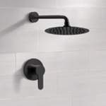 Remer SS42 Matte Black Shower Faucet Set with Rain Shower Head